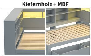 Vielseitiges Schlafsofa aus Kiefernholz und MDF