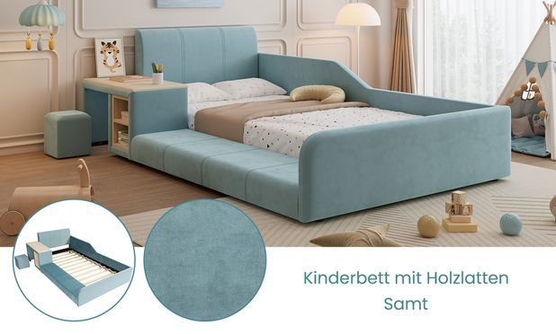 Weicher Samtbezug und stabile Holzlatten