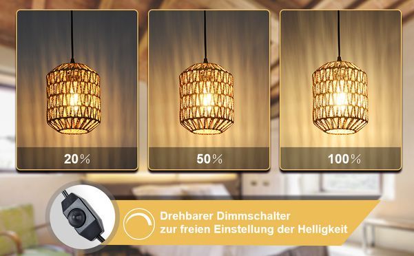 Individuell Plug In Hängelampe mit Naturmaterialien