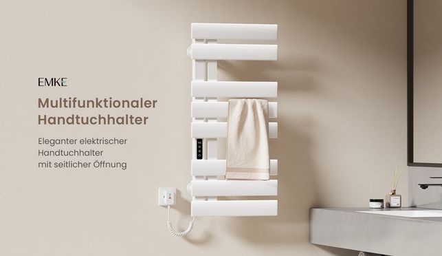Intelligent Elektrischer Handtuchhalter Schwarz/Weiß, Einseitiges Flachrohr 230W Leben mit Stil